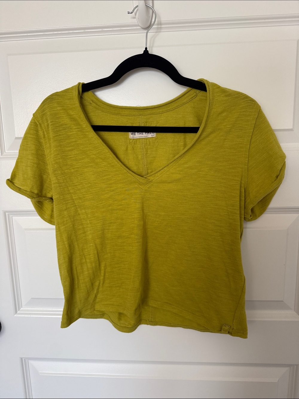 We The Free Chartreuse V-Neck Short Sleeve Tee